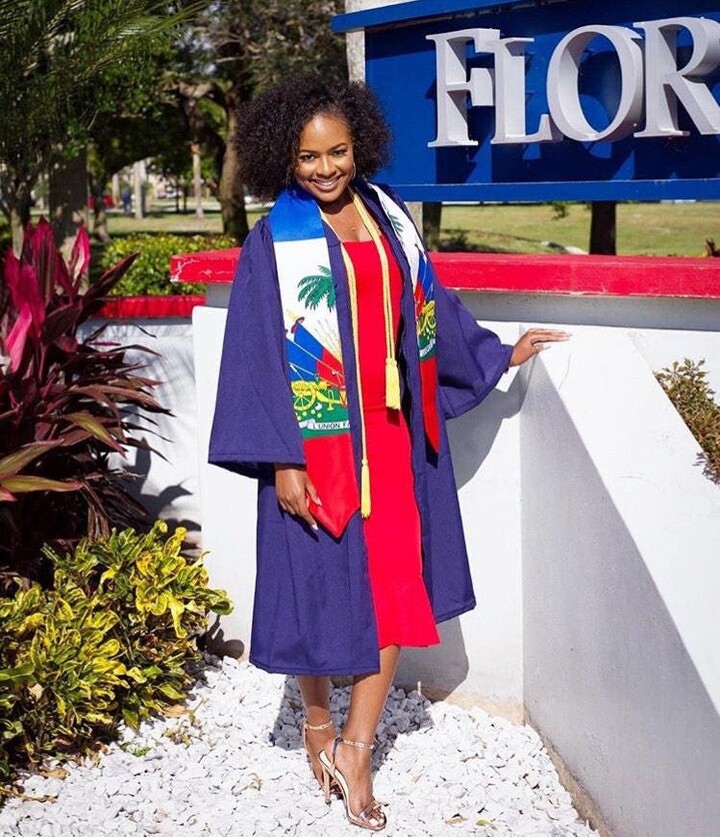 Haiti Haitian Flag Graduation Stole | Satin