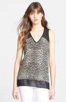 Thumbnail for your product : Vince Camuto Chiffon Trim Leopard Print Top