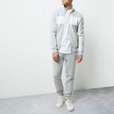 Thumbnail for your product : River Island Mens Light grey mesh colour block track jacket