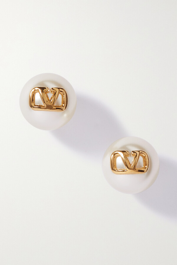 Valentino Gold-tone Faux Pearl Earrings - one size - ShopStyle