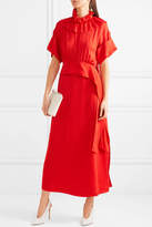 Thumbnail for your product : Victoria Beckham Ruffled Silk Crepe De Chine Midi Dress - Red