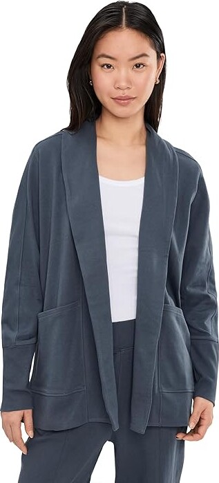 Pact Airplane Wrap Cardigan Women's Sweater Steel Blue : XS, Cotton