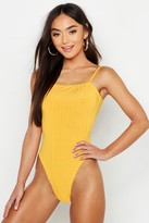 Thumbnail for your product : boohoo Petite Ribbed Tie Back Bodysuit