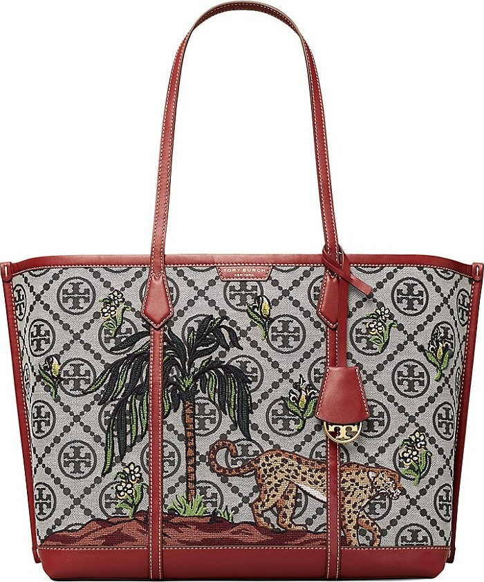 Tory Burch Perry T Monogram Jacquard Embroidered Triple-Compartment Tote -  ShopStyle