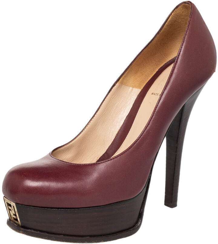 burgundy platform pumps