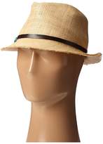 Thumbnail for your product : Scala Matte Raffia Fedora with Turquoise Trim Fedora Hats