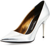 Thumbnail for your product : Tom Ford Low-Heel Pointed-Toe Metallic Pump, Silver