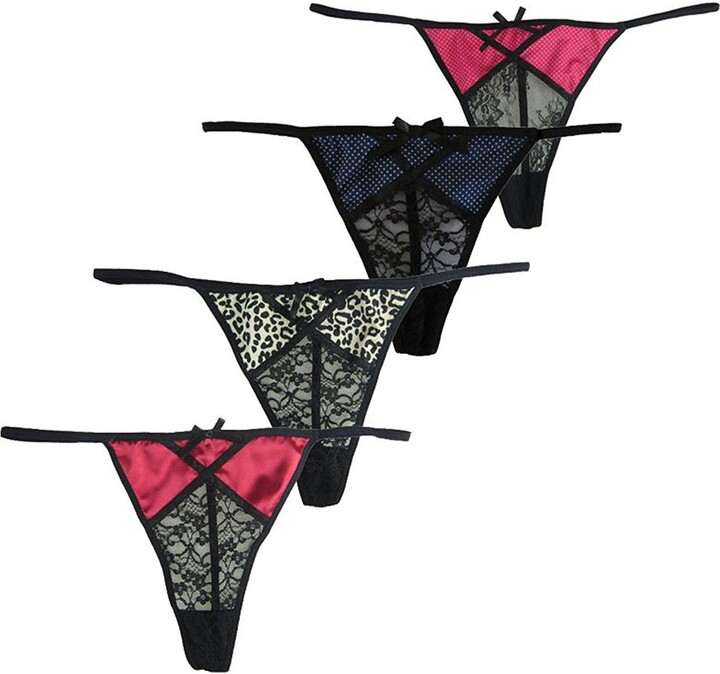 MIERSIDE Lace G-String Women Thong Panty Underwear Pack of 4 (4XL ...