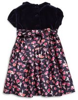 Thumbnail for your product : Oscar de la Renta Girl's Watercolor-Poppies Velvet & Silk Dress