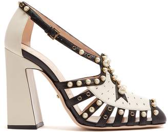Gucci Tracy faux-pearl embellished leather pumps