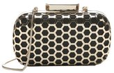 Thumbnail for your product : Badgley Mischka black and gold silk 'Alexa' honeycomb detail clutch