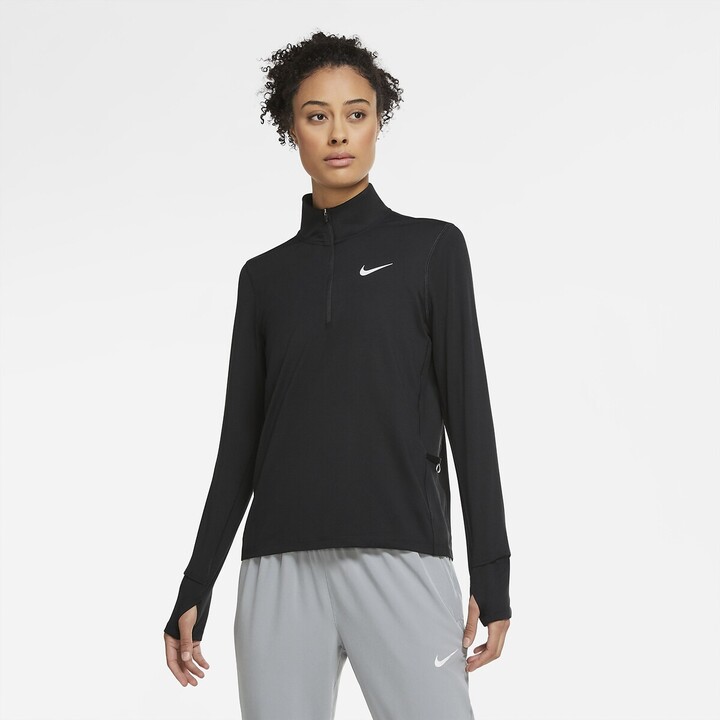 nike running long sleeve half zip top in bright mango