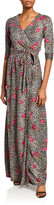 Thumbnail for your product : Melissa Masse Floral Animal Print Long Brushed Sweater Knit Wrap Dress