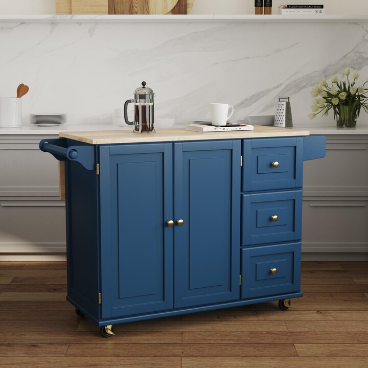 Home Styles Homestyles Mobile Kitchen Island Cart with Wood Top and  Dropleaf Breakfast Bar - ShopStyle