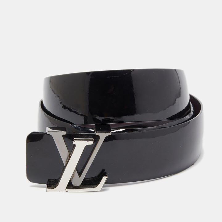 mens designer black lv dress belt silver buckle
