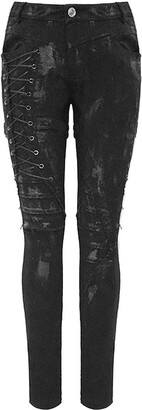 all damage devil black denim pants Devil Fashion Jeans Punk