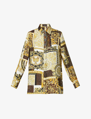 Versace Baroque patchwork-print silk shirt