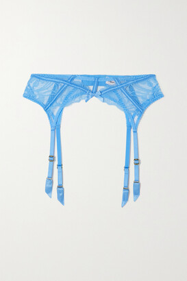 Agent Provocateur - Rozlyn Lace-trimmed Tulle And Satin Suspender Belt - Blue
