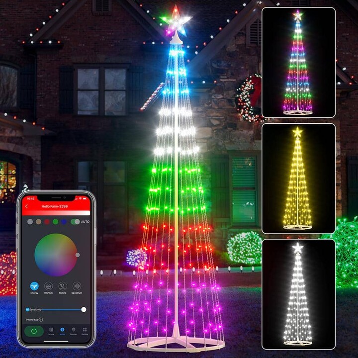 AVATAR CONTROLS Christmas Cone Tree Light Smart DIY 8FT 191 LED Light Show with 47-Modes Timer Remote Dimmable Artificial Christmas Tree