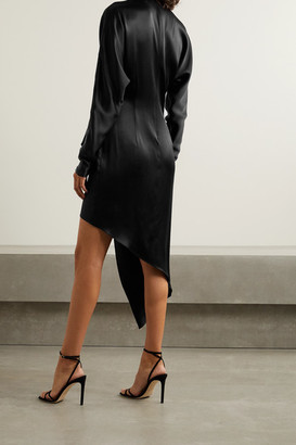 Cushnie Asymmetric Twist-front Silk-satin Dress - Black