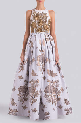 Andrew Gn Embroidered Floral Gown