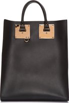 Thumbnail for your product : Sophie Hulme Black Leather & Rose Gold Buckled Tote