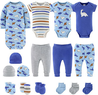 The Peanut Shell The Blue Dino Baby Boys 16-pc. Baby Clothing Set