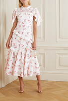 Thumbnail for your product : Needle & Thread Desert Rose Ruffled Floral-print Broderie Anglaise Cotton-blend Midi Dress