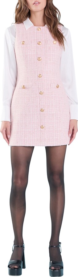 Endless Rose Sleeveless Metallic Tweed Minidress