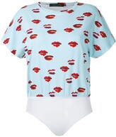 Thumbnail for your product : Andrea Marques Lips print short-sleeved bodysuit