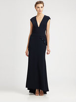 Thumbnail for your product : Carmen Marc Valvo Cap-Sleeve Crepe Gown