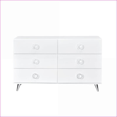 Latitude Run Dressers, Modern White 6-Drawer Dresser with Storage Headboard & Base | White | Synthetic Wood