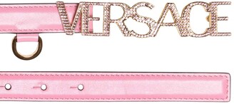 Versace 2cm Crystal Logo Leather Belt