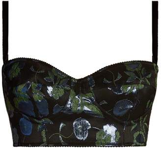 Dolce & Gabbana Floral-brocade bustier cropped top