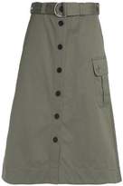 Thumbnail for your product : Markus Lupfer Belted Embroidered Cotton-Gabardine Midi Skirt
