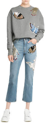 Alexander McQueen Embellished Cropped Jeans