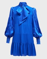 Thumbnail for your product : Alice + Olivia Karena Bow-Neck Tiered Babydoll Dress
