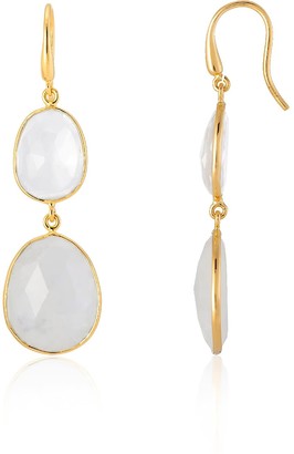 Auree Jewellery Jodhpur Crystal, Moonstone & Yellow Gold Vermeil Double Drop Earrings