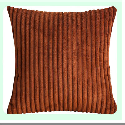 BRBCA Luxury Velvet Striped Euro Pillow Covers - Set of 2 Soft Plush Decorative Shams in Chocolate Brown - Solid European Cushion Cases