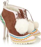 Thumbnail for your product : Webster Sophia Katy shearling-lined suede and leather ankle boots