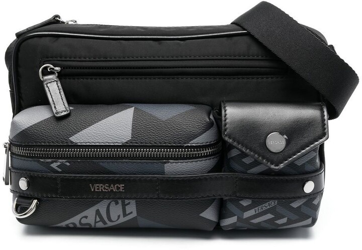 Versace monogram-pattern Messenger Bag - Grey