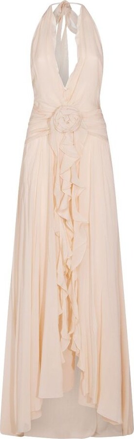 Blumarine V-Neck Open-Back Dress