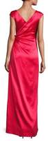 Thumbnail for your product : Kay Unger Stretch-Satin Faux Wrap Gown