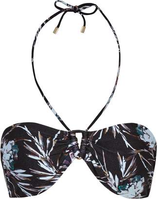 Reiss Bermuda Print T - Bandeau Bikini Top in Black/Multi