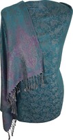 Thumbnail for your product : World of Shawls Ladies Floral Paisley Bordered Pashmina Feel Shawl Scarf Wrap Stole Luxuriously Warm Soft and Silky Touch (Turquoise_SN78)
