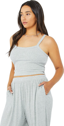 Ribbed Crop Whisper Bra Tank Top in White by Alo Yoga - Work Well