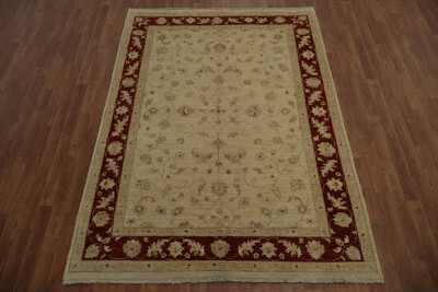 Bloomsbury Market Classic Beige Oushak Area Rug 6x8 Featuring Lavish Red Borders