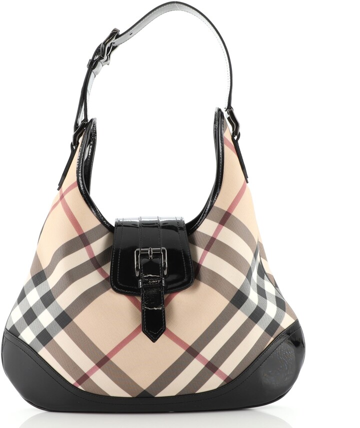Burberry Brooke Hobo Nova Check Coated Canvas and Patent Large - ShopStyle