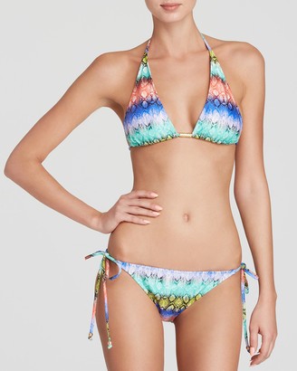 Milly Laminated Snake Print Fiji String Bikini Top