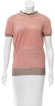 Peter Som Embellished Metallic-Accented Top